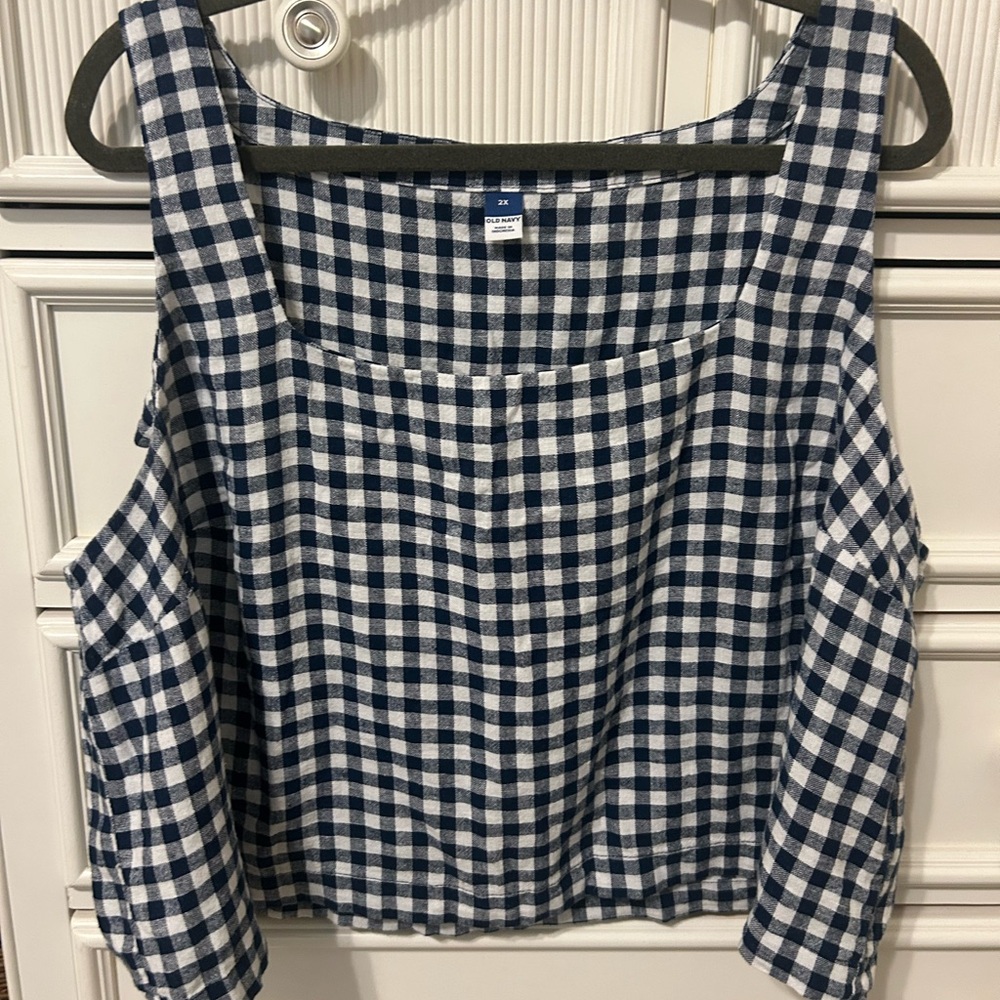 Blue and White Gingham Tank Top